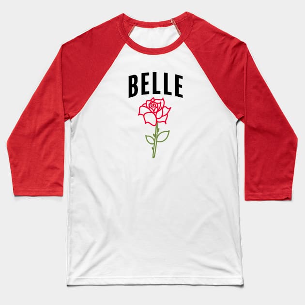 Belle with Simple Rose Baseball T-Shirt by Geek Tees